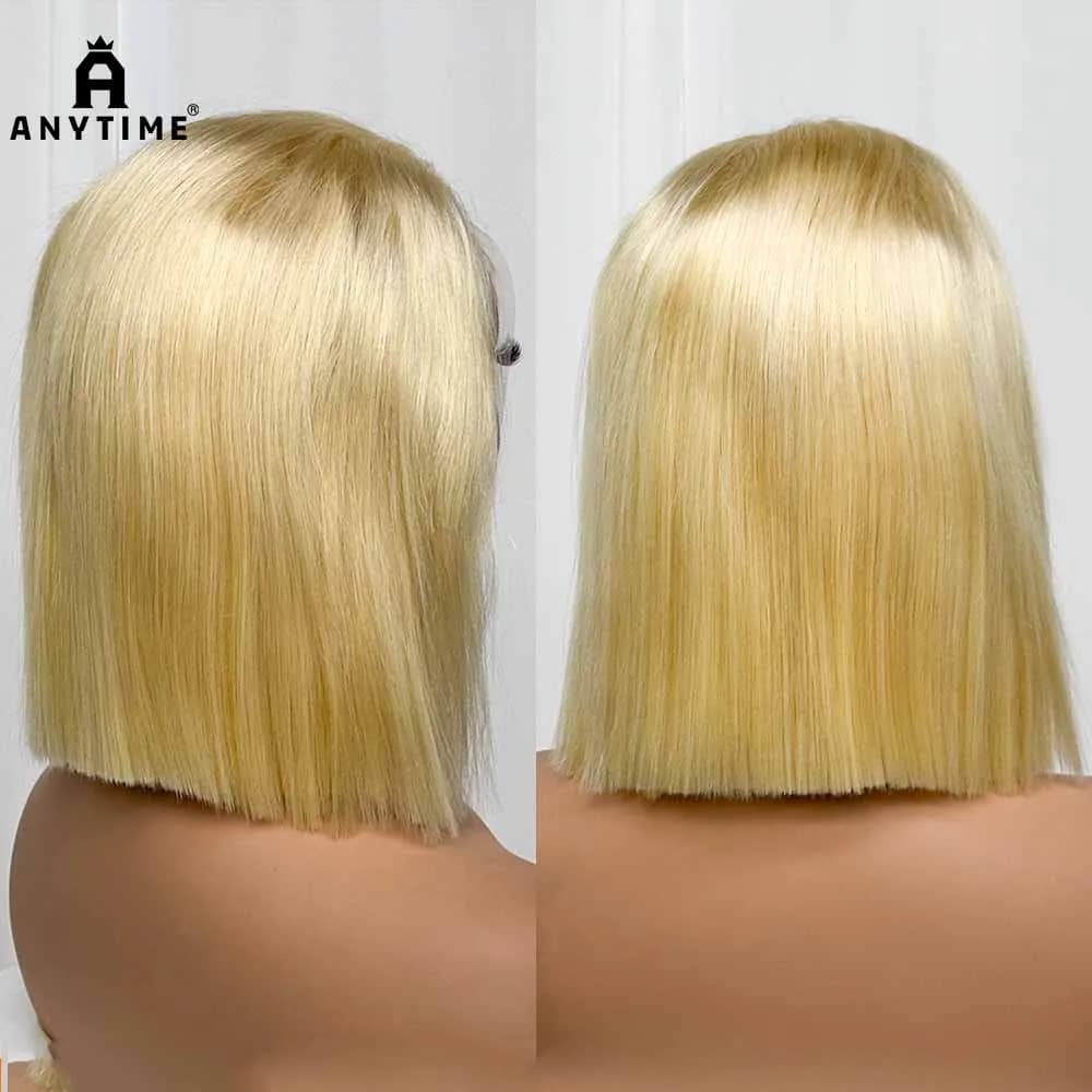 300 densité Blonde 613 couleur Double dessiné coupe émoussée courte Bob os droite perruque de cheveu