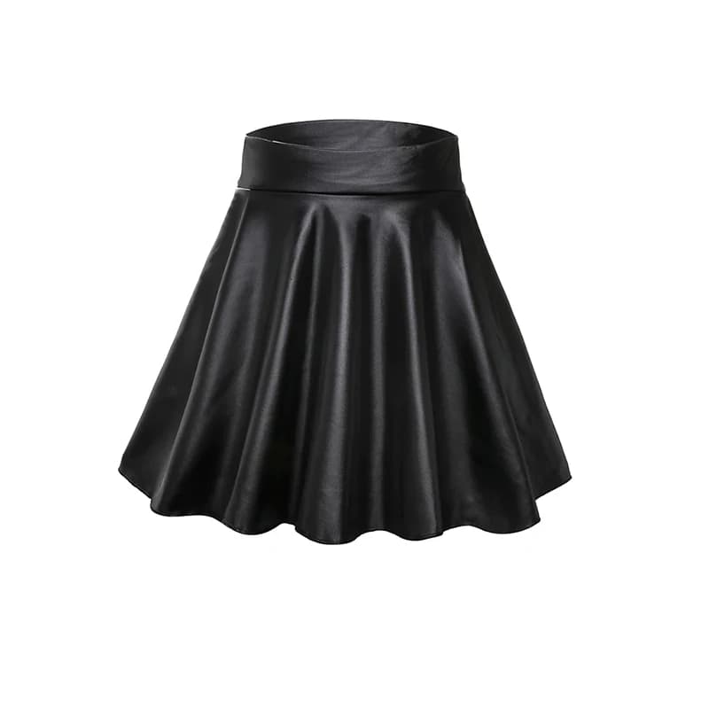 Demi-jupe texturée en Faux cuir taille haute pour femmes, jupe trapèze polyvalente et basique, jupe 