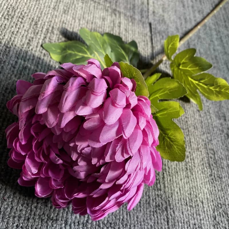 Fleur de chrysanthème artificielle à tige unique, fausse floraison réaliste – Couleur vibrante, maté