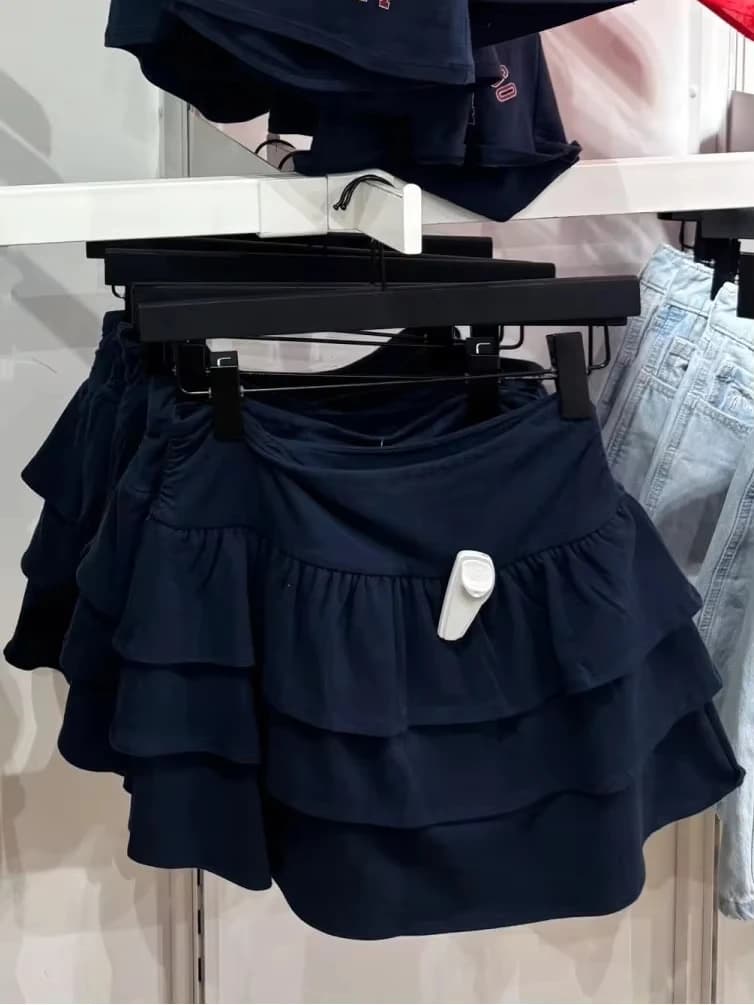 Mini-jupes blanches à volants étagés pour femmes, jupe d'été en coton taille haute, style preppy vin