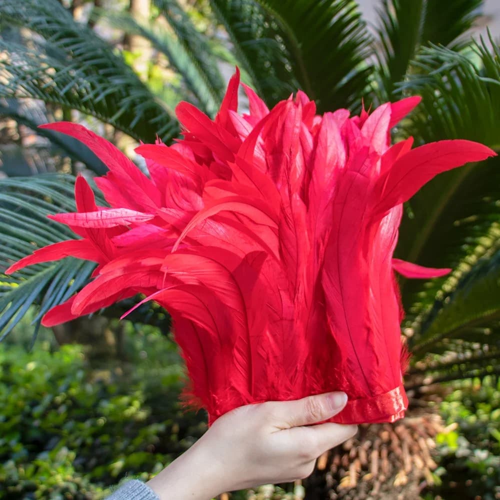 1 mètre Orange coq queue plumes garniture 25-30cm Coque plume frange pour carnaval robe jupe Costume