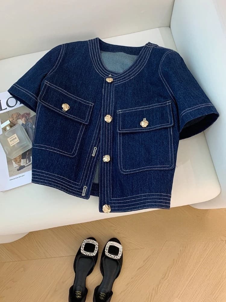 Streetwear Denim vestes pour femmes à manches courtes été Jean veste vêtements d'extérieur 2025 Ropa