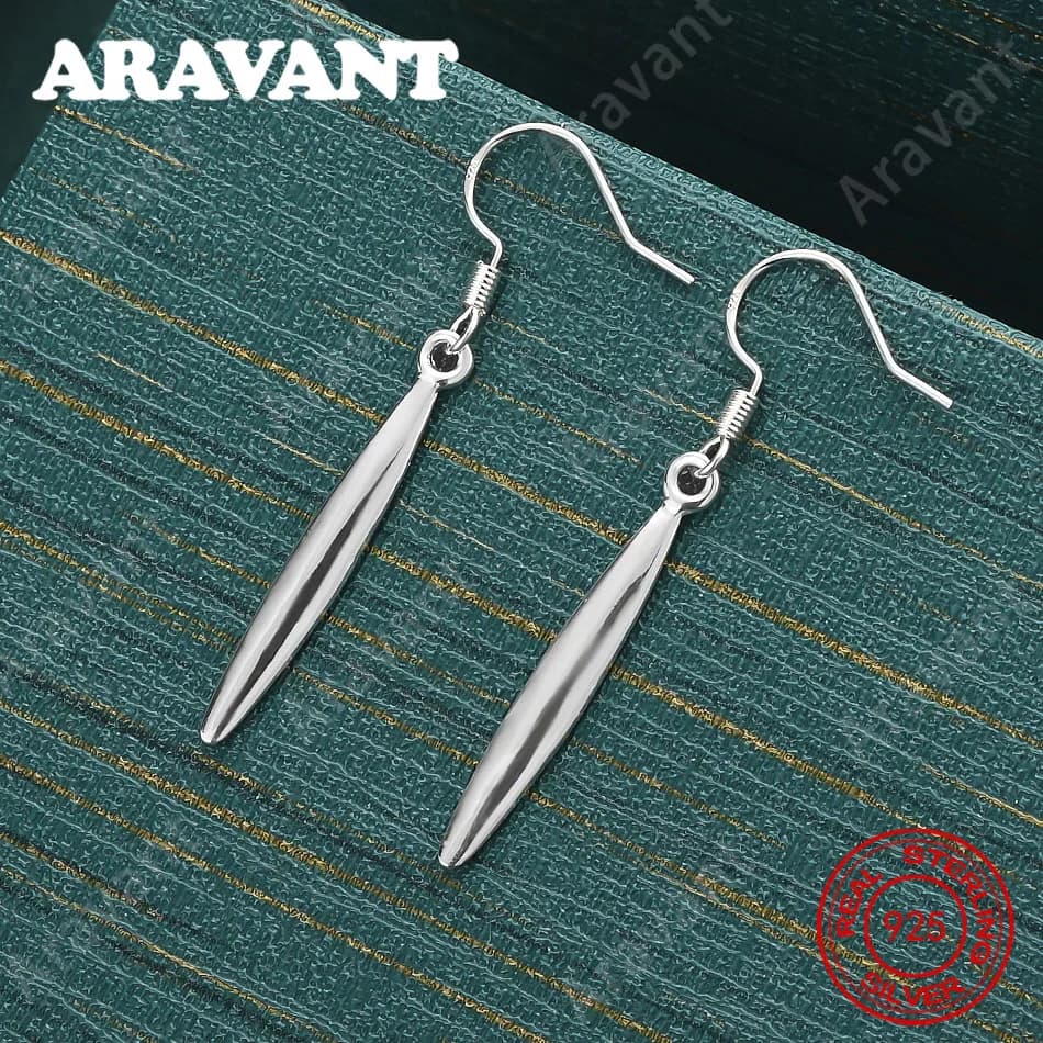 Boucles d'oreilles longues géométriques en argent sterling 925 pour femmes, parfaites pour les traje