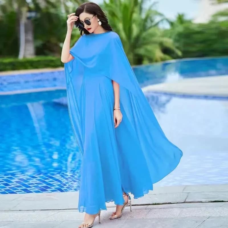 Robe en mousseline de soie blanche à manches longues pour femmes, robes maxi vintage, mode décontrac