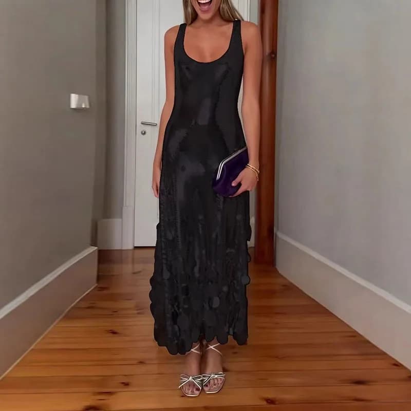 Robe longue dos nu, épaules dénudées, Sexy, Slim, couleur unie, manches longues, Maxi, élégante, mod