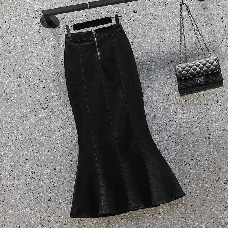 Mini jupe en jean bleue taille haute pour femmes, mode d'été élastique, polyvalente, Design fin, fen