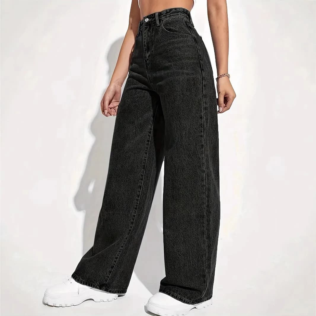 Jean ample délavé à jambe droite pour femme, pantalon long rétro, élégant, décontracté et polyvalent
