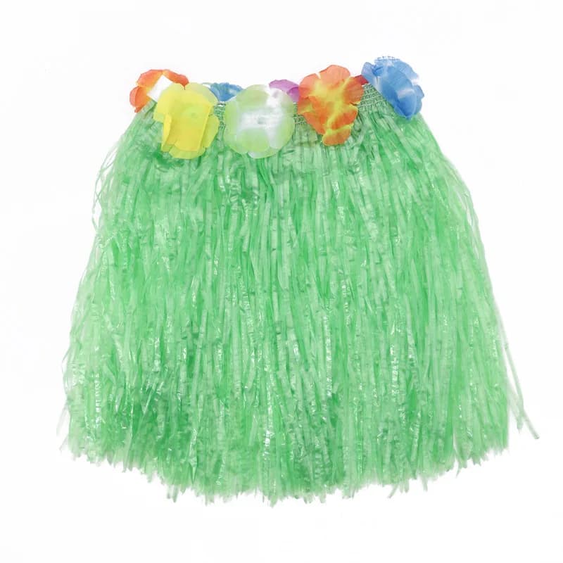 Jupe hawaïenne en herbe de 40 cm, décoration de fête hawaïenne, jupe en herbe fleurie, accessoires d