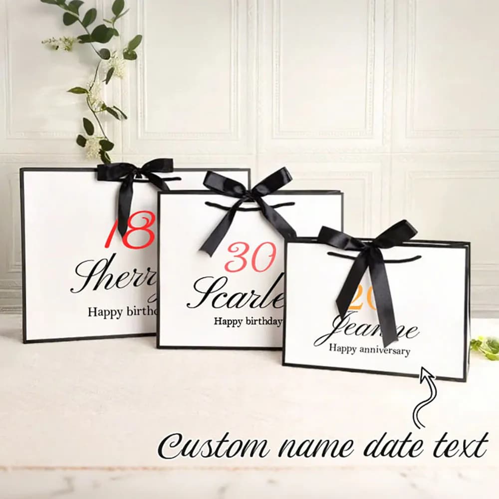 Sac cadeau personnalisé avec texte pour anniversaire, fête, mariage, souvenir de fête, sac cadeau de