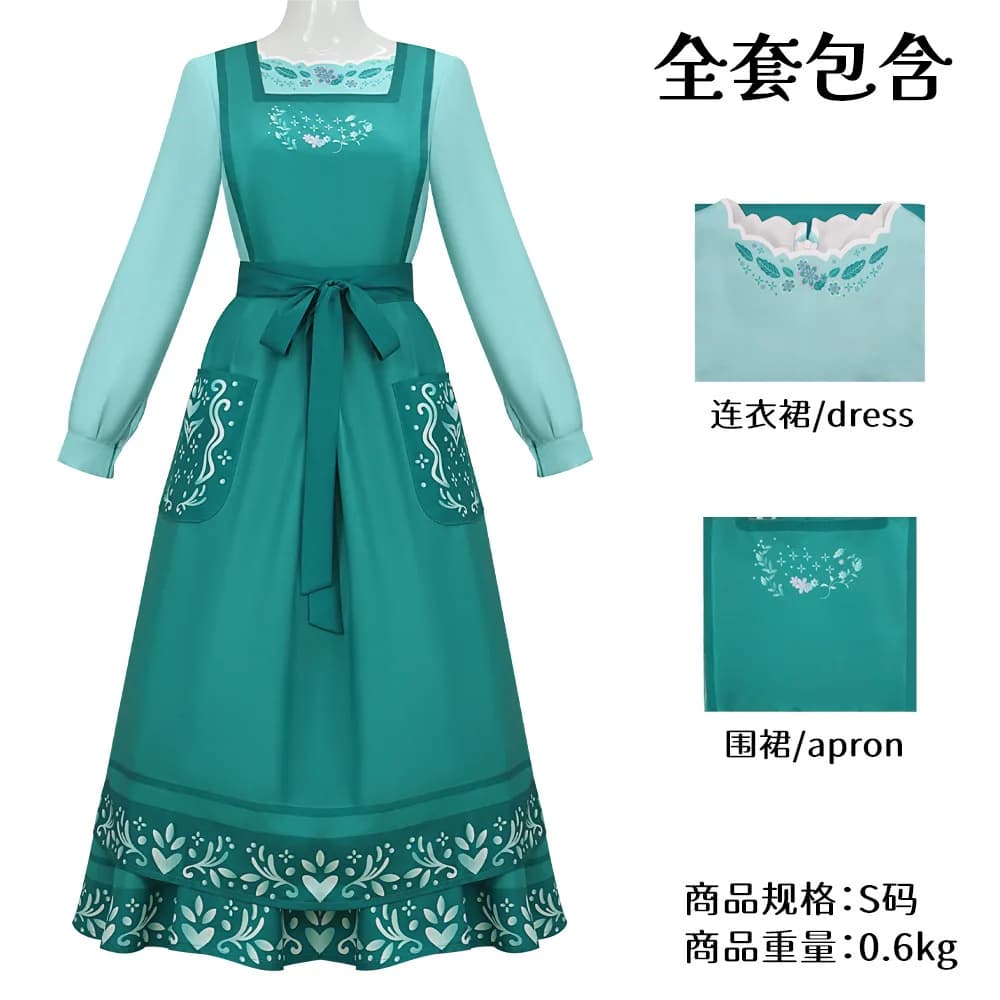 Robe à manches longues Madrigal pour femmes, robe de princesse verte Isabella, costume de fête d'Hal