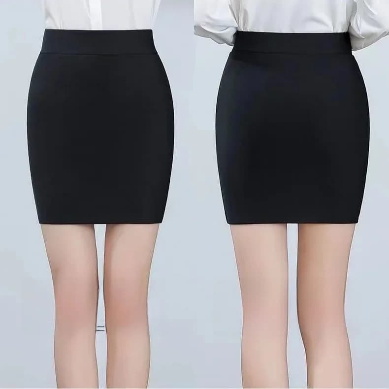 Jupe de travail élastique pour femmes, coupe cintrée, noire, taille haute, Mini demi-corps, tricotée