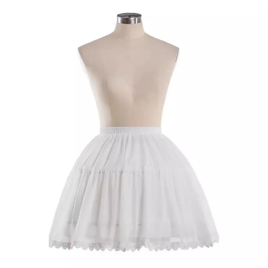 Jupe courte en tulle pour mariée avec bordure en dentelle, tissu transparent, jupe bouffante mi-long
