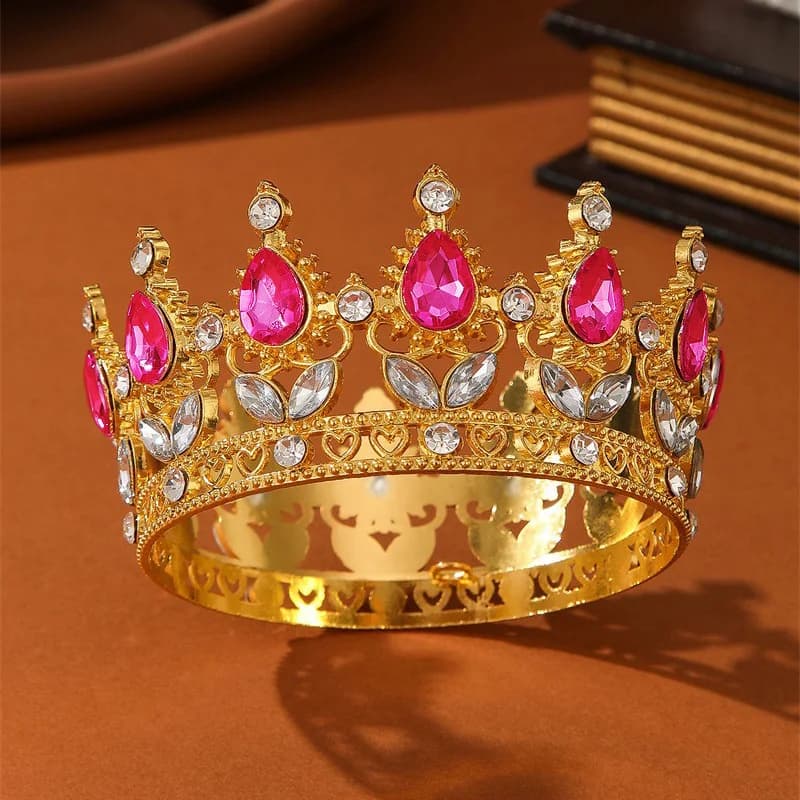 Couronne ronde luxueuse et Noble, couronne de cheveux reine royale/roi, couronne d'accessoires pour 