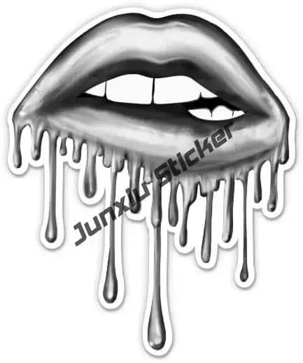 XOXO-Décalcomanie en vinyle imperméable, bouche de baiser, lèvres chaudes avec langue, amour mordant