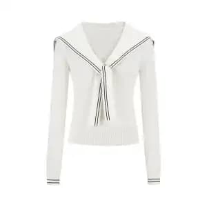 Pull en maille à col marin pour femme, coupe ample et décontractée, manches longues, idéal pour l'au
