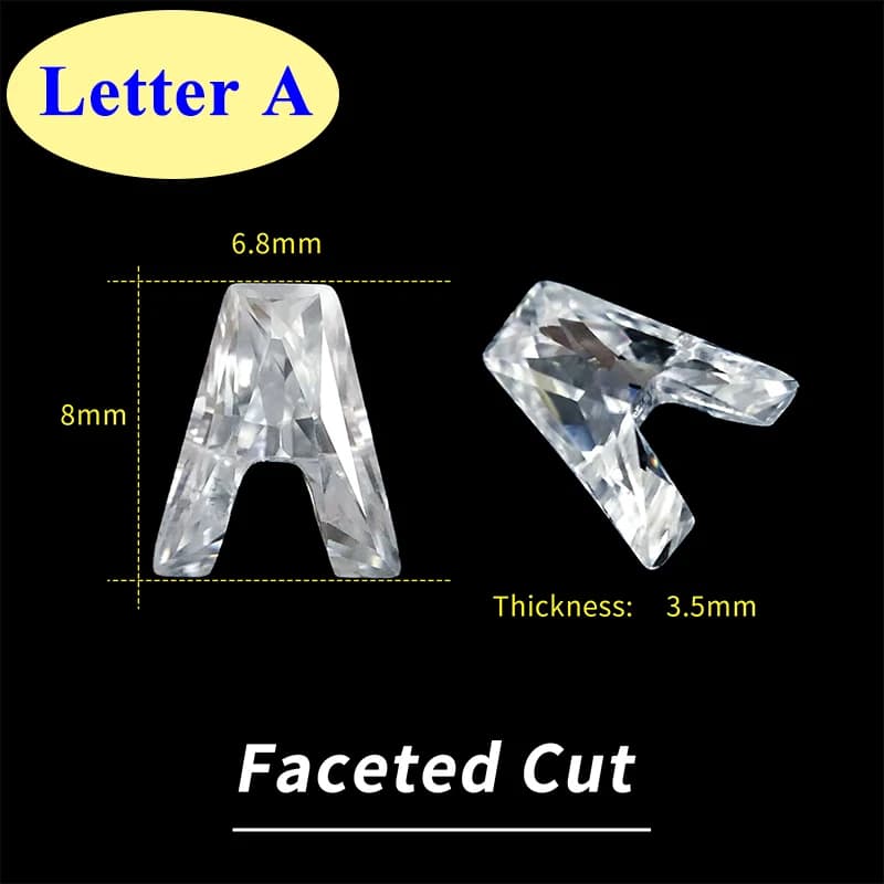 Qualité UE : Pierres de moissanite en vrac, 26 lettres de A à Z, couleur D, VVS1, 3EX, taille à face