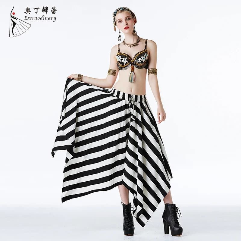 Customized Bellydance Dress Undercover Adult Versatile Striped Pants Skirt Tribal Clothing Indian Cl