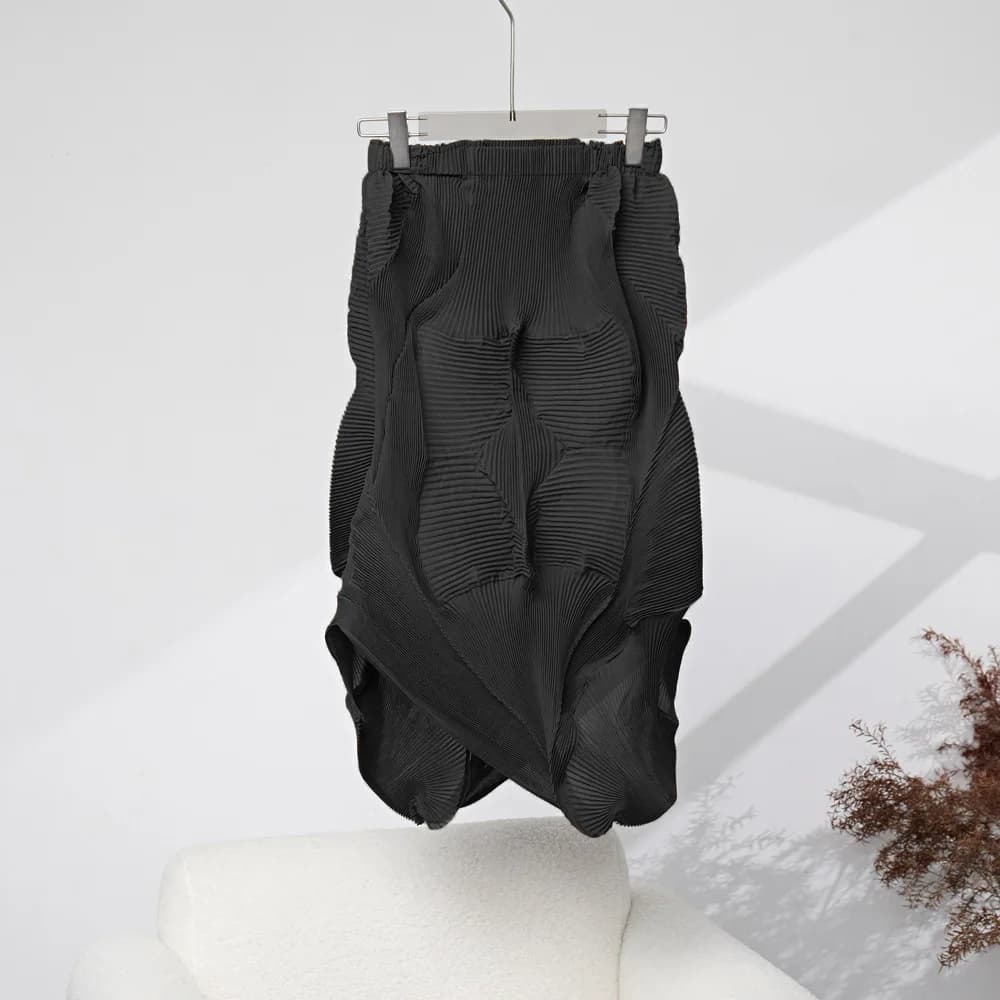 Miyake plissé couleur unie demi-jupe 2025 été nouvelle jupe demi-corps plissée irrégulière femmes mi