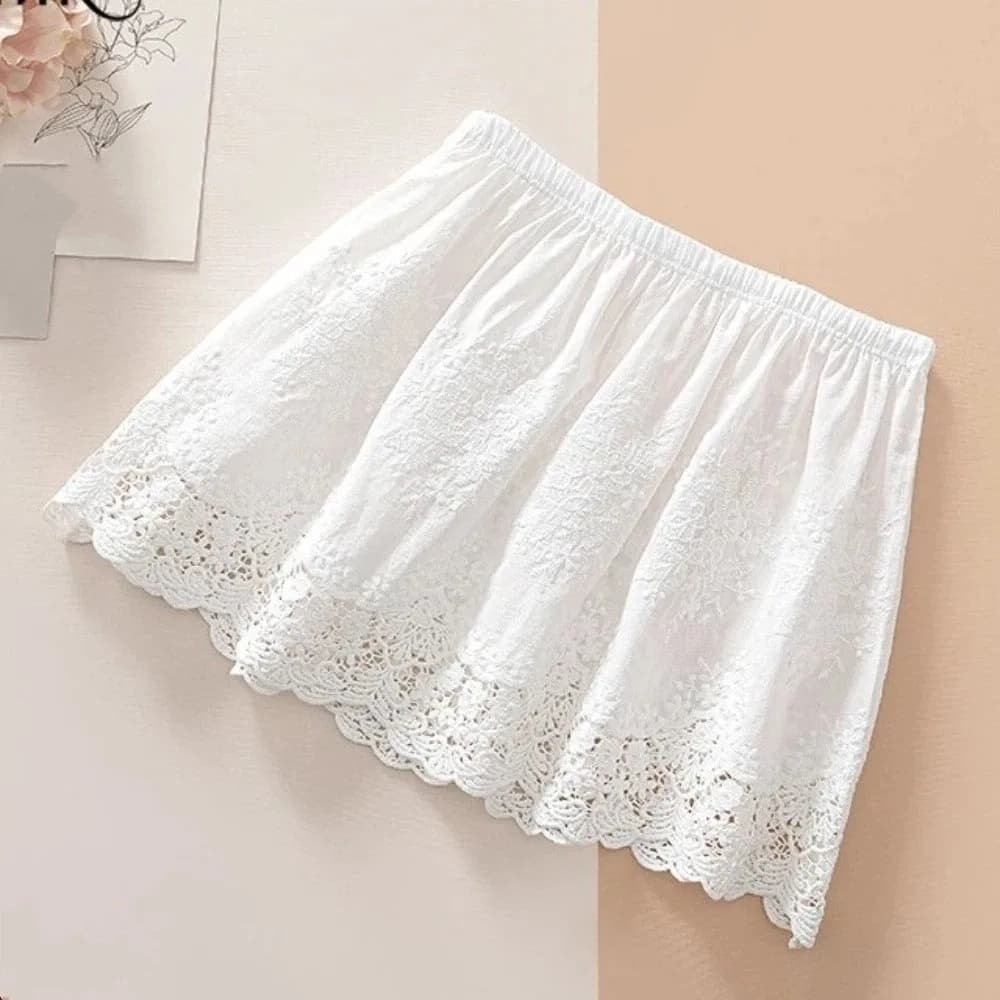Jupon court taille haute en dentelle et résille, brodé à motifs floraux, de sécurité, pour robe, Pri