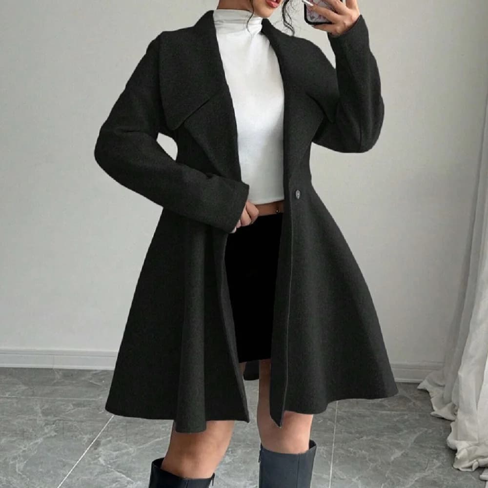Manteaux en laine pour femmes, manches longues, col rabattu, vestes pour dames, automne hiver, mante