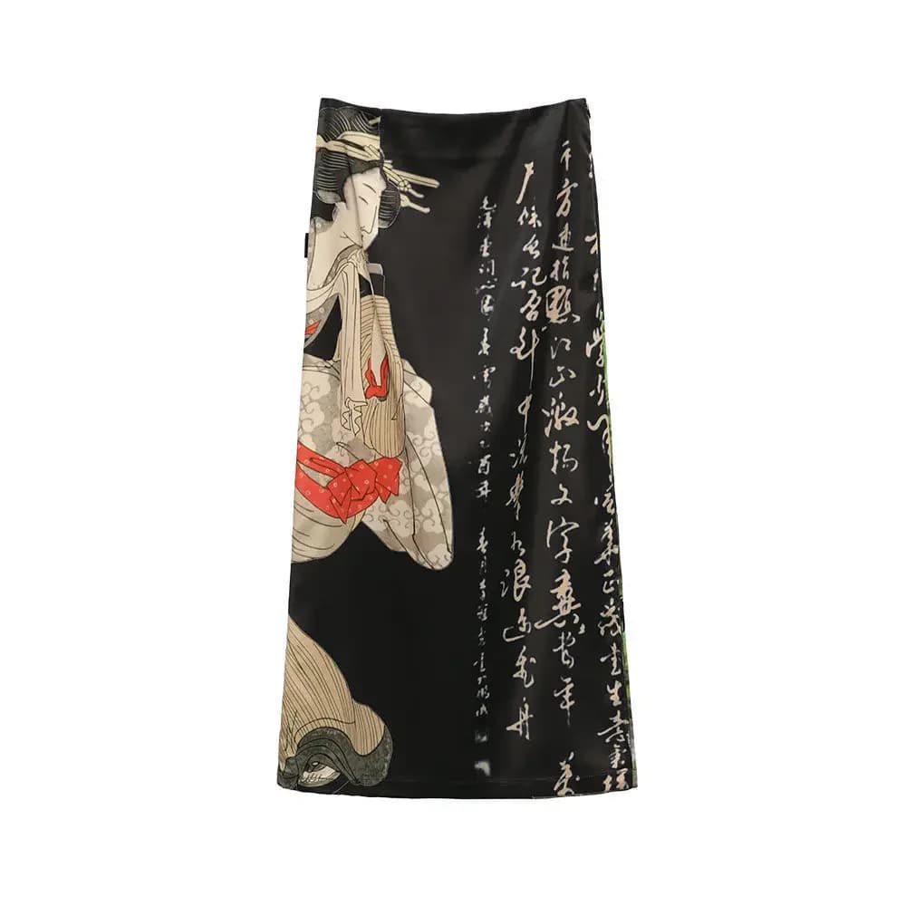 Rick-Jupes imprimées pour femmes, Streetwear chinois, Cool, Chic, Décontracté, Bureau, Mode pour dam