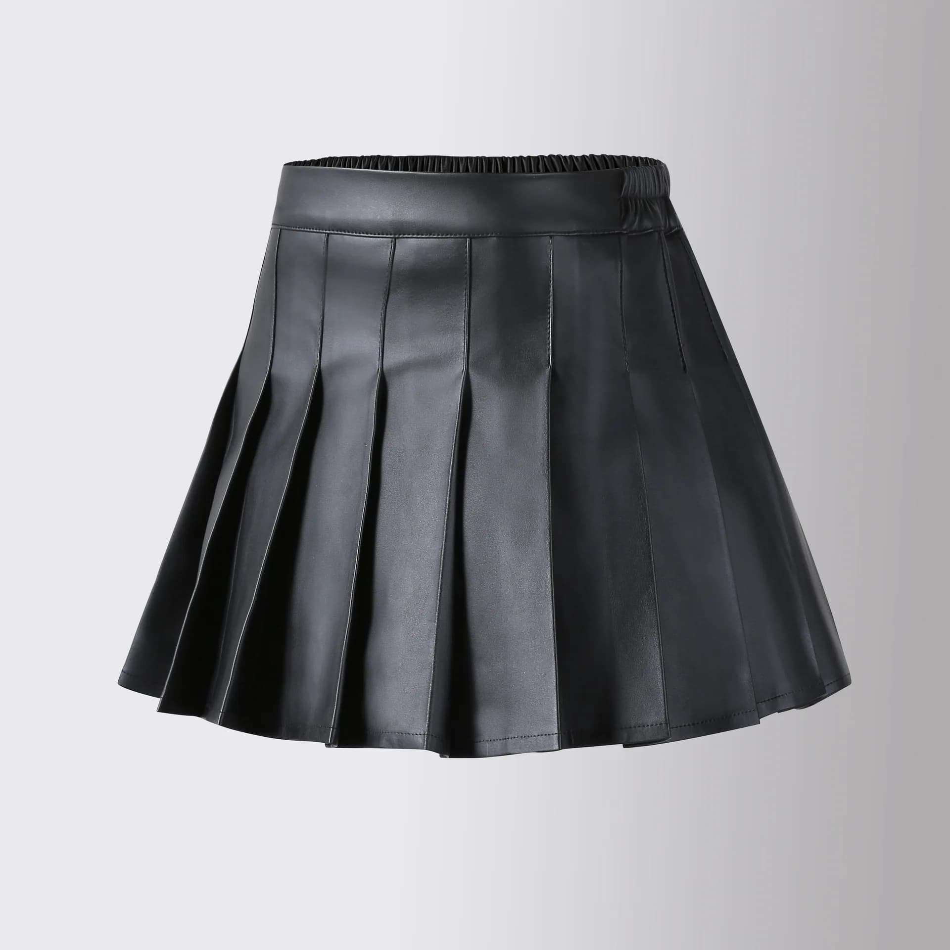 Jupe en cuir pour adolescentes, jupe plissée noire, taille haute, ligne a, quatre saisons, à la mode