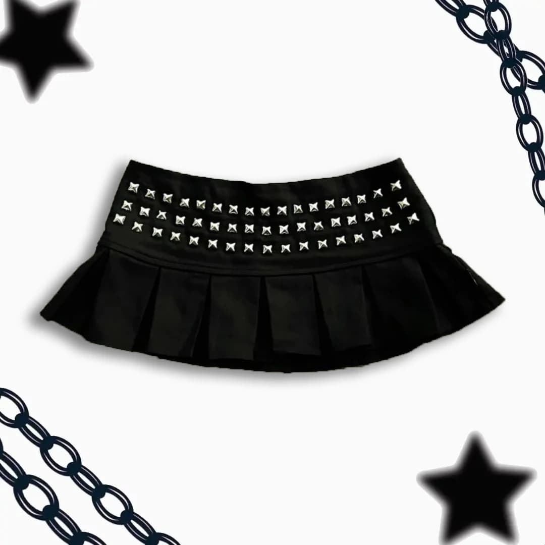 Y2k vêtements gothique Punk clouté Mini jupe Harajuku Sexy Ultra courte Rivet jupe plissée fille cha