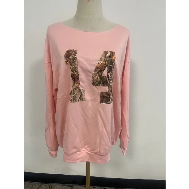 Sweat-shirt à manches longues et col rond pour femme, ample et décontracté, haut de sport, à la mode