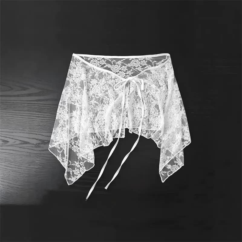 Nouvelle jupe cache-cœur en dentelle style français 2026, jupe cache-cœur superposée bohème printemp