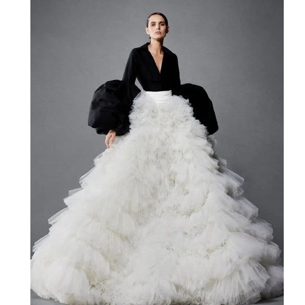 Jupes de mariage en tulle longues et moelleuses de luxe pour femmes, jupes formelles, jupes de costu