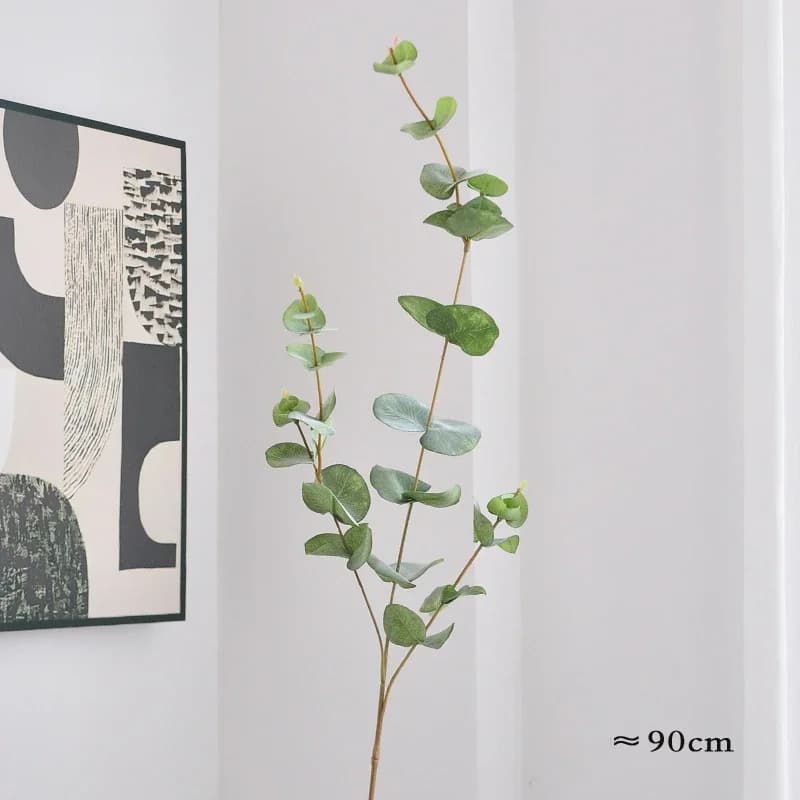 Feuille d'argent de plante verte artificielle de 90CM, sensation de main, feuille de pâte poilue, fe