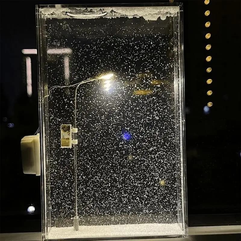 Petite veilleuse de nuit enneigée fluide, scène de neige, réverbère, simulation de neige, matériel d