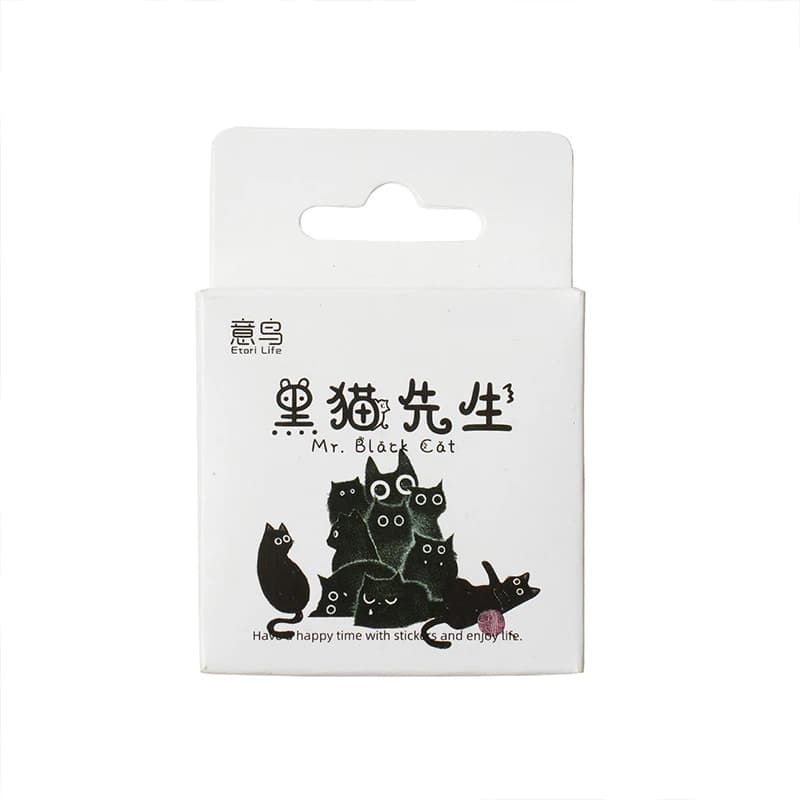 Etori Life 45 pièces/boîte autocollants chat noir étanche bricolage ordinateur Washi Scrapbooking po