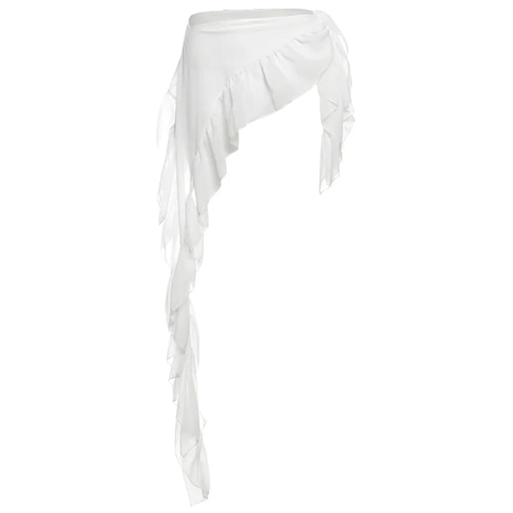 Jean pantalon décor dentelle irrégulière Mini jupe Y2K Streetwear voir à travers des jupes froncées 