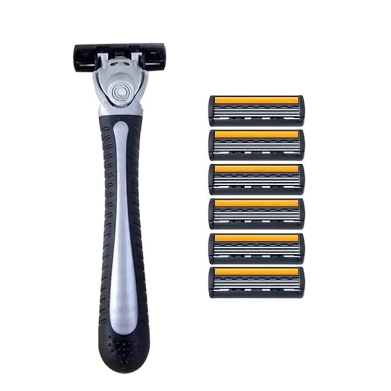 Rasoir manuel professionnel pour le soin du visage et de la barbe, avec lame à 3 couches, support de