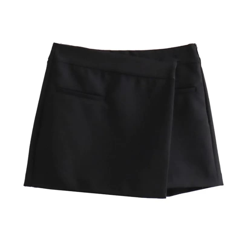 Femme taille haute Shorts jupes 2025 mode poches avant fendu bureau dame Mini jupe Vintage asymétriq