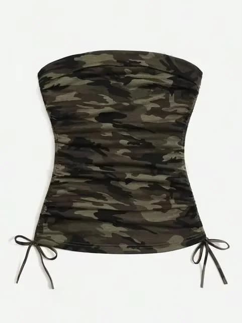 Jupe plissée douce et cool, design de camouflage américain, sens de la mode, haut tubulaire de camou