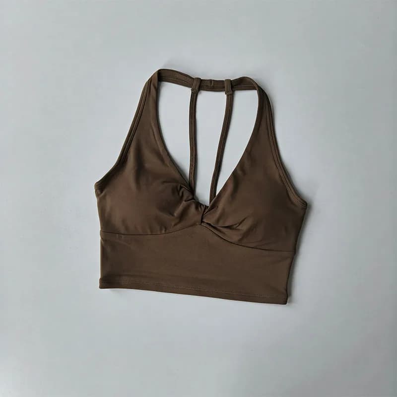 Soutien-gorge de sport long à bretelles pour femme, débardeur de fitness dos ouvert, idéal pour la g
