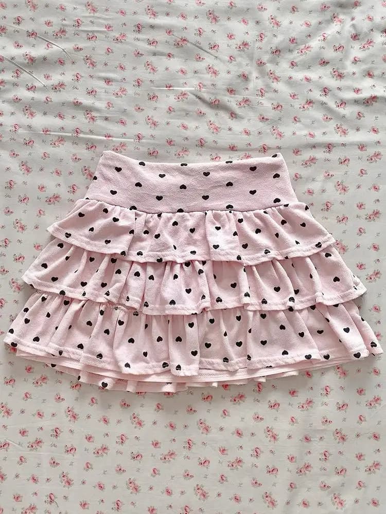 Kimutomo – Mini jupes pour femmes, imprimées à pois, à volants, patchwork, élégantes, décontractées,