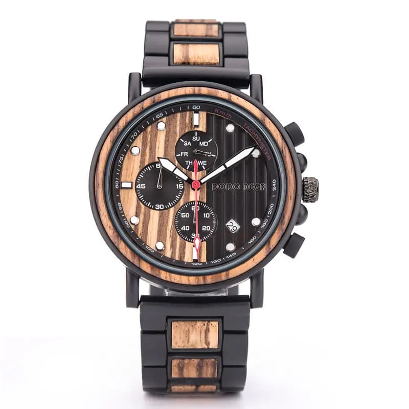 DODO DEER DODO DEER Montre en bois pour hommes Montre à mouvement à quartz en bois écologique, synch