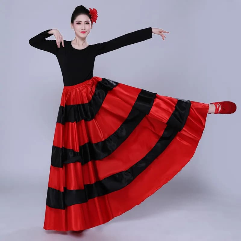 Jupe de Flamenco espagnole en Satin pour femme gitane, lisse, grande balançoire, fête de carnaval, s