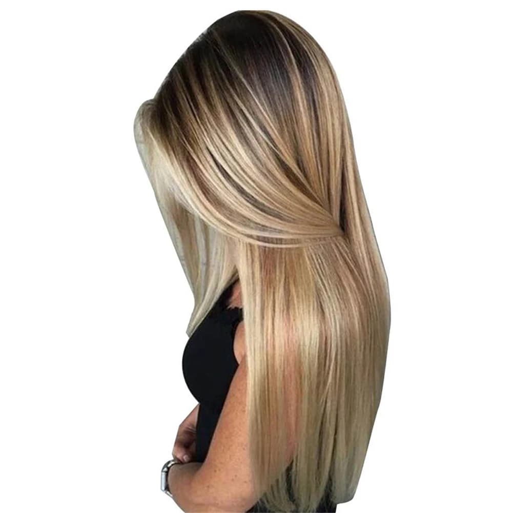 Perruque synthétique lisse et longue de 72cm pour femme, avec filet à cheveux blond, équipement de s