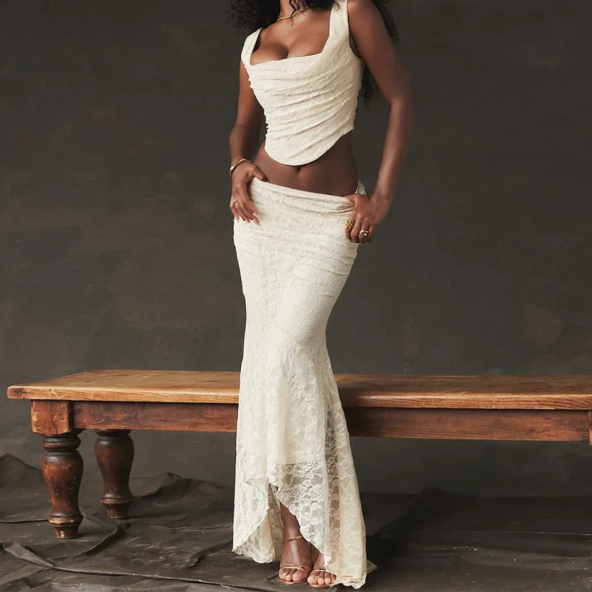 Suninheart – robe 2 pièces élégante pour femmes, ensemble Maxi pour invités de mariage, haut court à