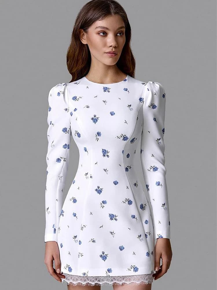 Robes imprimées florales pour femmes, mode sexy streetwear, manches longues, dos nu, coupe fourreau,