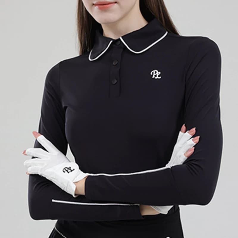 T-shirt de golf à manches longues pour femmes, col polo, jupe de golfeur avec short intérieur