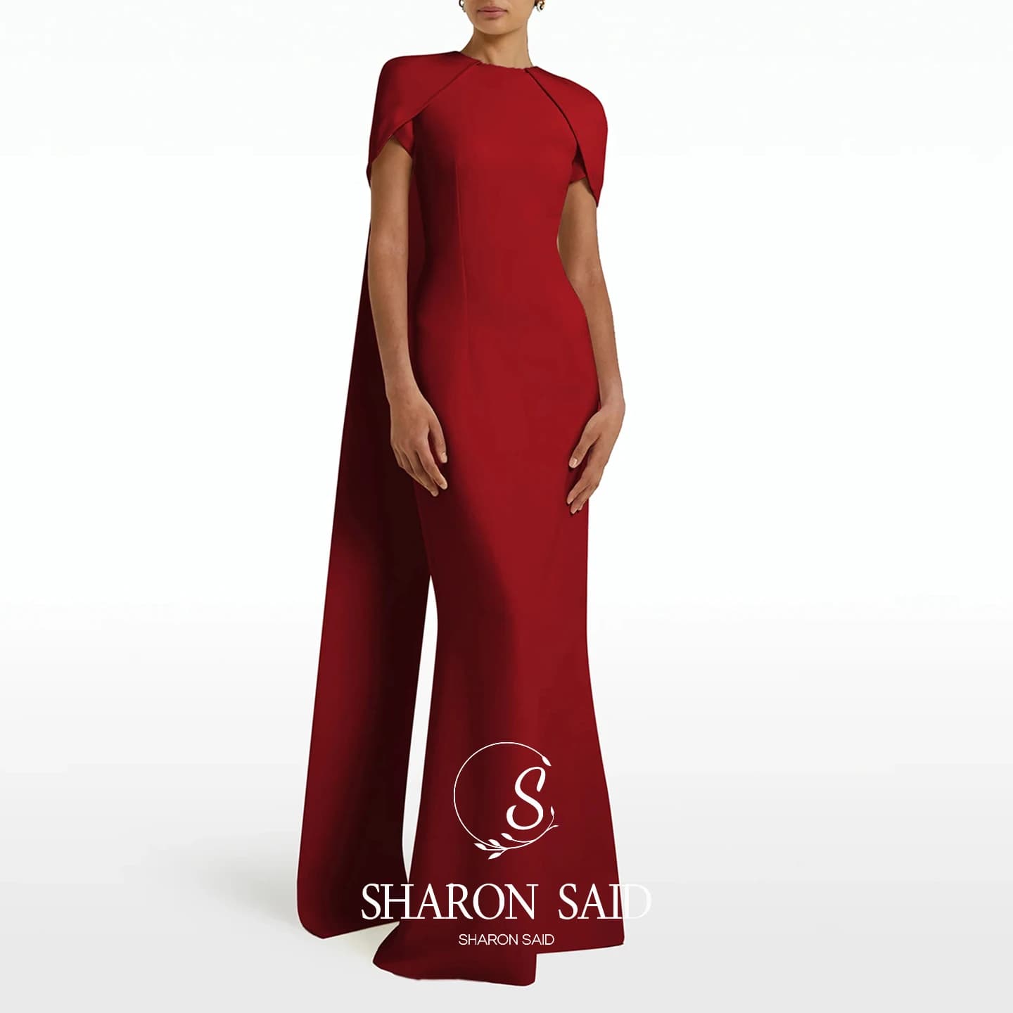 Sharon Said longue robe de soirée lilas avec manches Cape vin rouge dubaï femmes élégantes robes de 