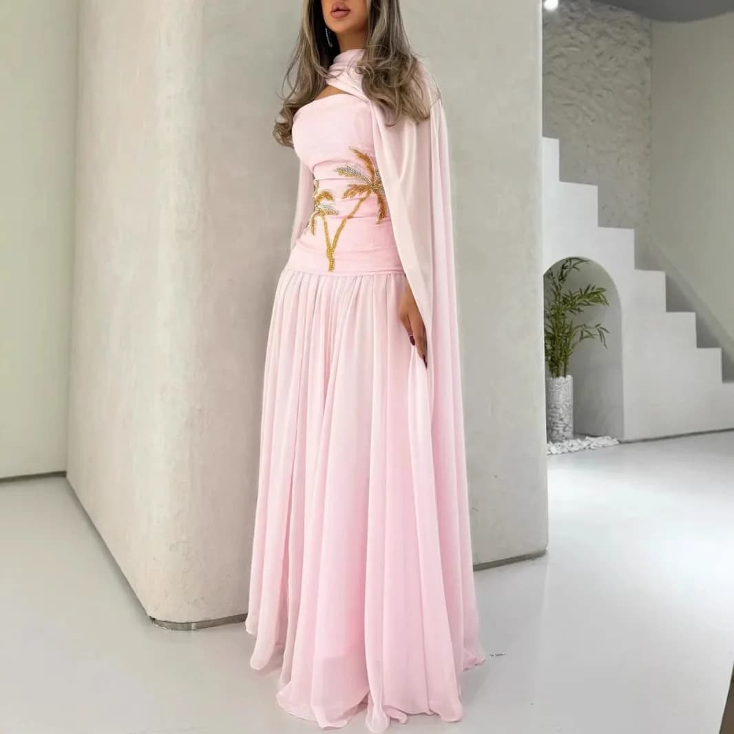 Robe de soirée élégante en mousseline imprimée avec perles pour femme, nouvelle collection printemps