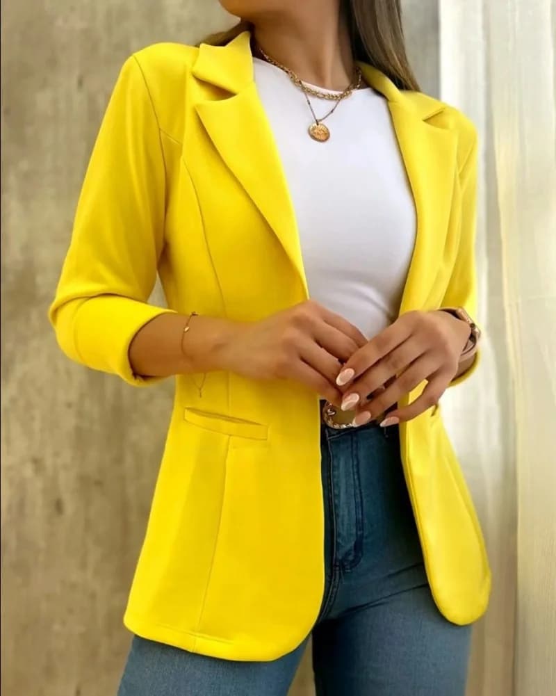 Femmes automne printemps manteau revers à manches longues formel affaires OL veste de trajet chaquet