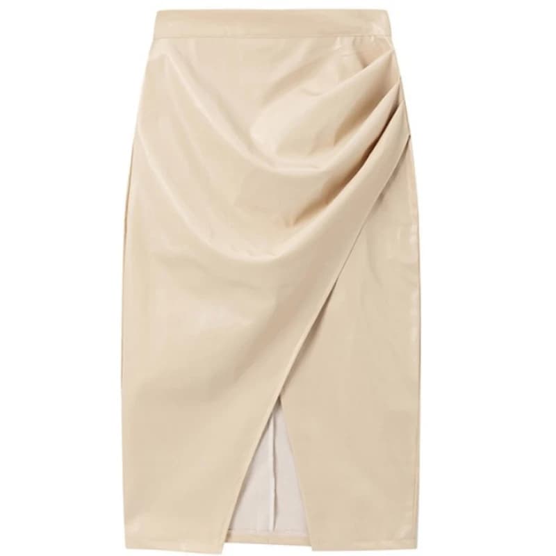 Design Sense – jupe en cuir PU pour femmes, kaki, personnalisée, nouvelle Niche, taille haute, Slim,