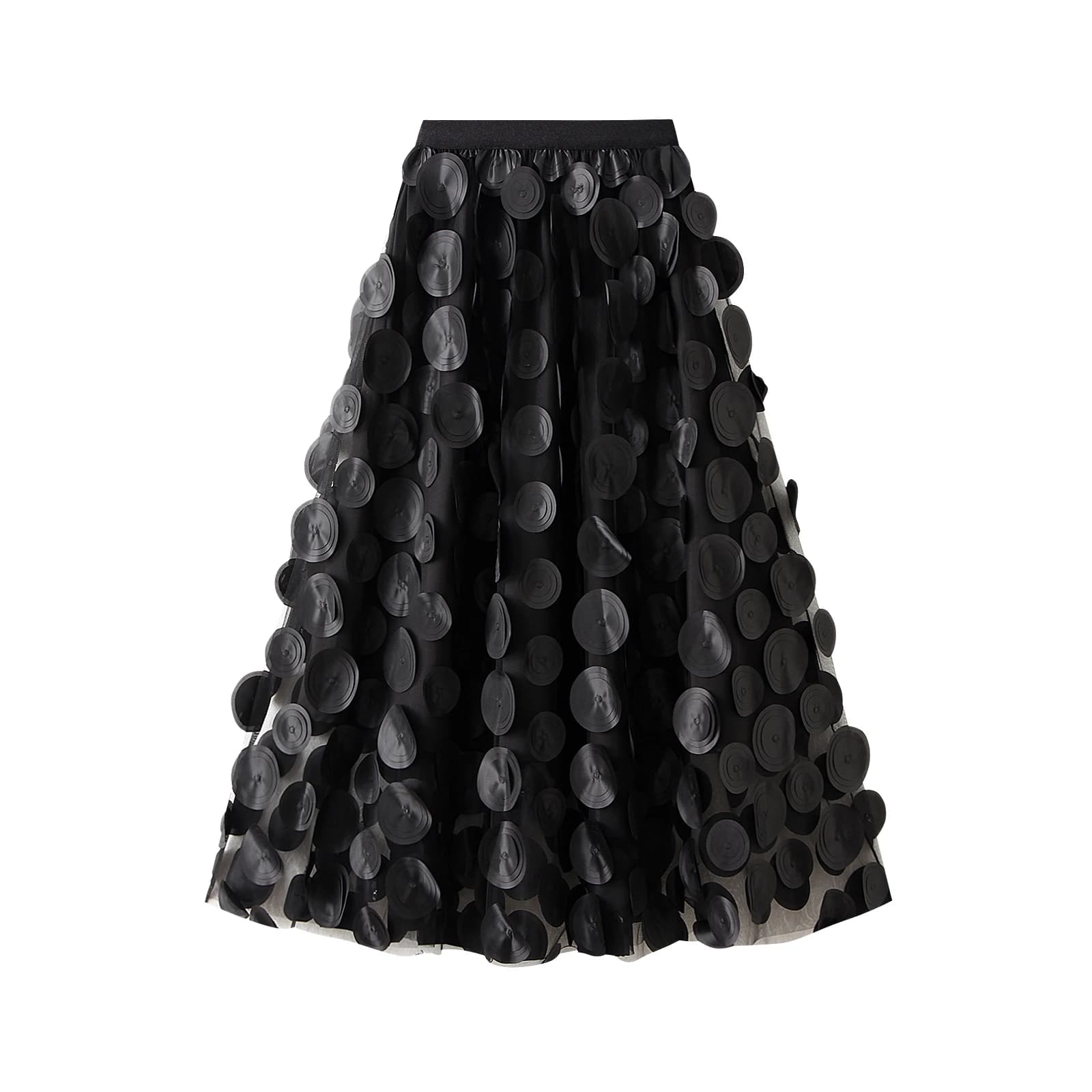 Jupe Tutu en Tulle pour femmes, couleur unie, points 3D, maille élastique, jupe trapèze féerique pou